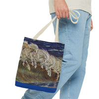 Neptune's Horses Elegant Horse Wave Tote Bag - Stylish Reusable Carryall for Equestrian Lovers