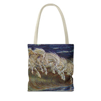 Neptune's Horses Elegant Horse Wave Tote Bag - Stylish Reusable Carryall for Equestrian Lovers