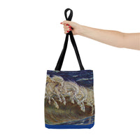 Neptune's Horses Elegant Horse Wave Tote Bag - Stylish Reusable Carryall for Equestrian Lovers