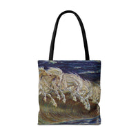 Neptune's Horses Elegant Horse Wave Tote Bag - Stylish Reusable Carryall for Equestrian Lovers