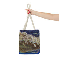 Neptune's Horses Elegant Horse Wave Tote Bag - Stylish Reusable Carryall for Equestrian Lovers