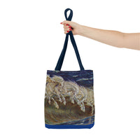Neptune's Horses Elegant Horse Wave Tote Bag - Stylish Reusable Carryall for Equestrian Lovers