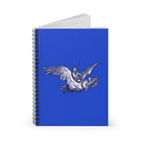 Warrior on a 3-Headed Vulture Spiral Notebook - Ruled Line- Blue