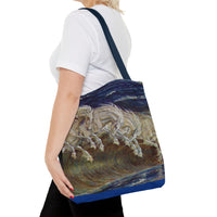 Neptune's Horses Elegant Horse Wave Tote Bag - Stylish Reusable Carryall for Equestrian Lovers