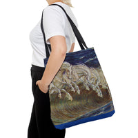 Neptune's Horses Elegant Horse Wave Tote Bag - Stylish Reusable Carryall for Equestrian Lovers