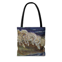 Neptune's Horses Elegant Horse Wave Tote Bag - Stylish Reusable Carryall for Equestrian Lovers