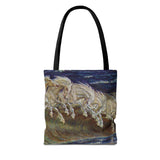 Neptune's Horses Elegant Horse Wave Tote Bag - Stylish Reusable Carryall for Equestrian Lovers