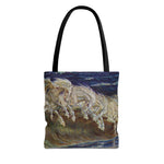 Neptune's Horses Elegant Horse Wave Tote Bag - Stylish Reusable Carryall for Equestrian Lovers