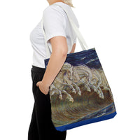Neptune's Horses Elegant Horse Wave Tote Bag - Stylish Reusable Carryall for Equestrian Lovers