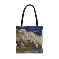 Neptune's Horses Elegant Horse Wave Tote Bag - Stylish Reusable Carryall for Equestrian Lovers