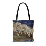 Neptune's Horses Elegant Horse Wave Tote Bag - Stylish Reusable Carryall for Equestrian Lovers