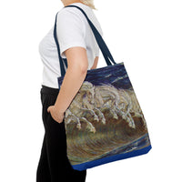 Neptune's Horses Elegant Horse Wave Tote Bag - Stylish Reusable Carryall for Equestrian Lovers