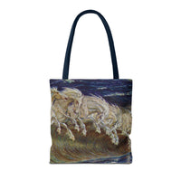 Neptune's Horses Elegant Horse Wave Tote Bag - Stylish Reusable Carryall for Equestrian Lovers