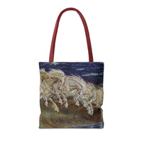 Neptune's Horses Elegant Horse Wave Tote Bag - Stylish Reusable Carryall for Equestrian Lovers