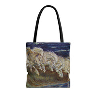 Neptune's Horses Elegant Horse Wave Tote Bag - Stylish Reusable Carryall for Equestrian Lovers