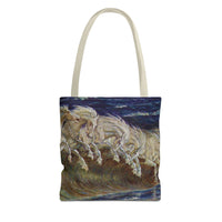 Neptune's Horses Elegant Horse Wave Tote Bag - Stylish Reusable Carryall for Equestrian Lovers