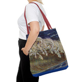 Neptune's Horses Elegant Horse Wave Tote Bag - Stylish Reusable Carryall for Equestrian Lovers