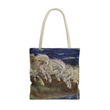 Neptune's Horses Elegant Horse Wave Tote Bag - Stylish Reusable Carryall for Equestrian Lovers