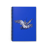 Warrior on a 3-Headed Vulture Spiral Notebook - Ruled Line- Blue