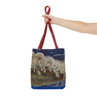 Neptune's Horses Elegant Horse Wave Tote Bag - Stylish Reusable Carryall for Equestrian Lovers
