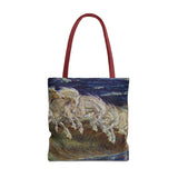 Neptune's Horses Elegant Horse Wave Tote Bag - Stylish Reusable Carryall for Equestrian Lovers