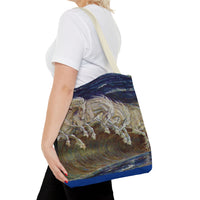 Neptune's Horses Elegant Horse Wave Tote Bag - Stylish Reusable Carryall for Equestrian Lovers