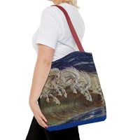 Neptune's Horses Elegant Horse Wave Tote Bag - Stylish Reusable Carryall for Equestrian Lovers