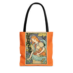 Bohemian Floral Tote Bag - Stylish Orange Design for Everyday Use