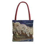 Neptune's Horses Elegant Horse Wave Tote Bag - Stylish Reusable Carryall for Equestrian Lovers