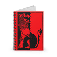 Red and Black Lion Ruled Spiral Notebook