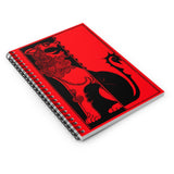 Red and Black Lion Ruled Spiral Notebook