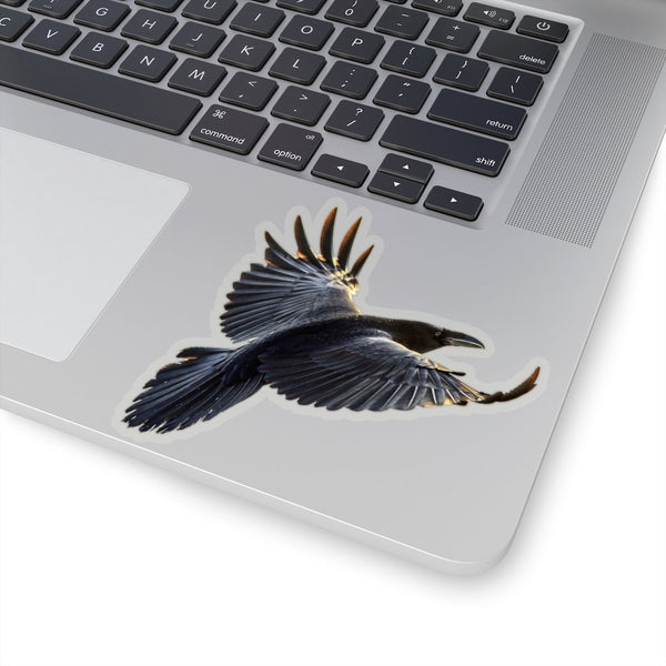 Raven in Flight Kiss-Cut Sticker