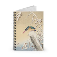 Kingfisher in Snow Ruled Spiral Notebook