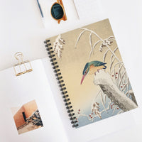 Kingfisher in Snow Ruled Spiral Notebook