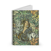 Art Nouveau Floral Tiles Ruled Spiral Notebook