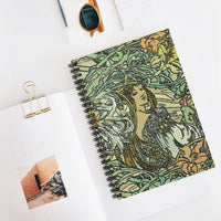 Art Nouveau Floral Tiles Ruled Spiral Notebook