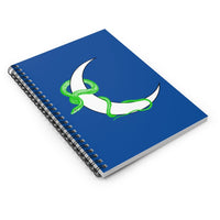 Crescent Moon with Green Garden Snake Ruled Spiral Notebook