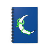 Crescent Moon with Green Garden Snake Ruled Spiral Notebook