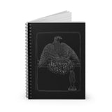 Falcon White on Black Spiral Notebook - Ruled Line
