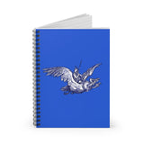 Warrior on a 3-Headed Vulture Ruled Spiral Notebook - Blue