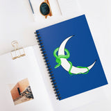 Crescent Moon with Green Garden Snake Ruled Spiral Notebook