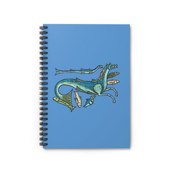 Medieval Seahorse and Fish Ruled Spiral Notebook